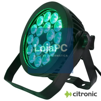 Projetor Par C/ 18 LEDS 216W RGBWA-UV DMX512 Preto CITRONIC