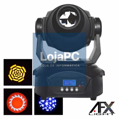 MOVING HEAD SPOT 1 LED 120W BRANCO 2 RODAS GOBO DMX AFXLIGHT