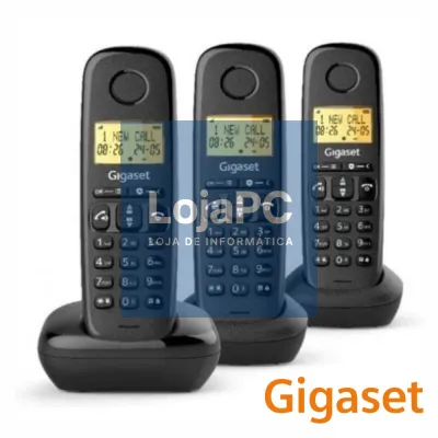Conjunto 3 Telefones S/ Fios Preto Gigaset