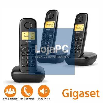 Conjunto 3 Telefones S/ Fios A170 Preto Gigaset