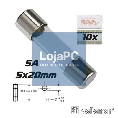 FUSÍVEL 5X20 FUSÃO RÁPIDA 5A (10X) VELLEMAN