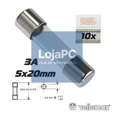 FUSÍVEL 5X20 FUSÃO RÁPIDA 3.15A (10X) VELLEMAN