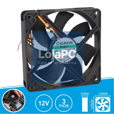 Ventoinha 12VDC 120x120x25mm 3 Fios MEC0251V1-000U-G99 SUNON