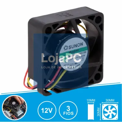 Ventoinha 12VDC 30x30x10mm 3 Fios MF30101V1-1000U-G99 SUNON