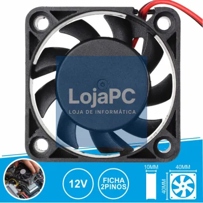 VENTOINHA 12V 40x40x10MM FICHA 2 PINOS