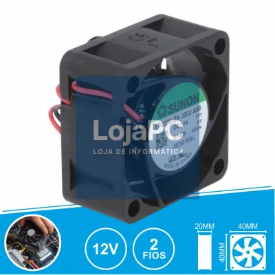Ventoinha 12VDC 40x40x20mm 2 Fios EF40201BX-000U-A99 SUNON