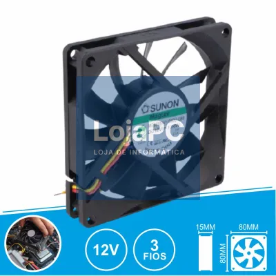 Ventoinha 12VDC 80x80x15mm 3 Fios ME80151V1-000U-G99 SUNON