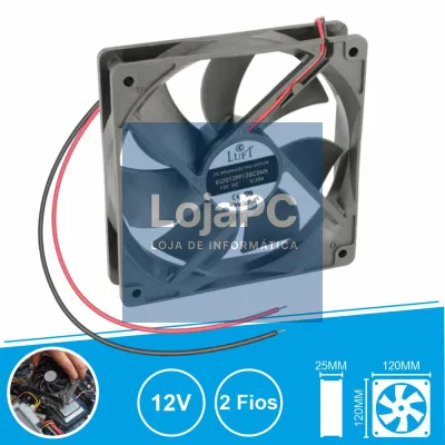 Ventoinha 12V 120x120x25mm 2 Fios KLD012PP120CSWH LUFT