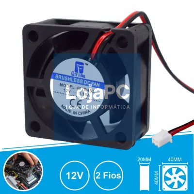 Ventoinha 12V 40x40x20mm 2 Fios