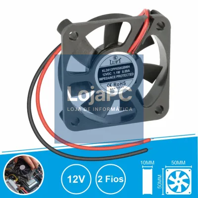 Ventoinha 12V 50x50x10mm 2 Fios KLD012PP050GBWH LUFT