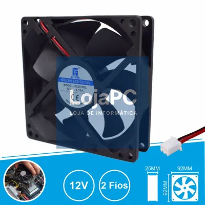 Ventoinha 12V 92x92x25mm 2 Fios