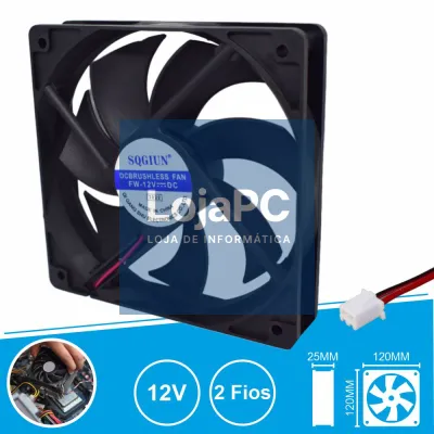 Ventoinha 12V 120x120x25mm 2 Fios