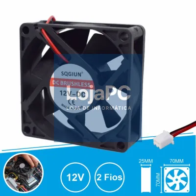 Ventoinha 12V 70x70x25mm 2 Fios