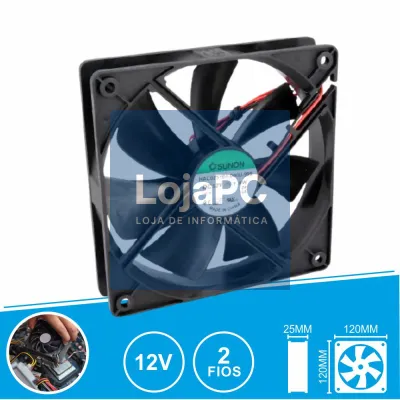 Ventoinha 12VDC 120x120x25mm 2 Fios HAC0251S4-000U-999 SUNON