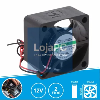 Ventoinha 12VDC 30x30x15mm 2 Fios MF30151V1-1000U-A99 SUNON