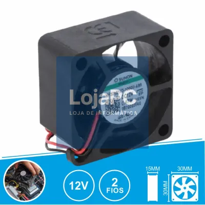Ventoinha 12VDC 30x30x15mm 2 Fios MF30151V3-1000U-A99 SUNON