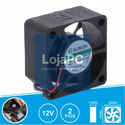 Ventoinha 12VDC 30x30x15mm 2 Fios MF30151V2-1000U-A99 SUNON