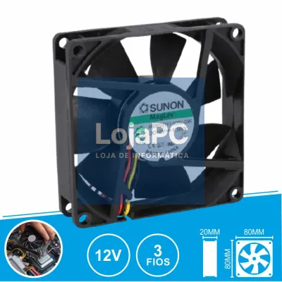 Ventoinha 12VDC 80x80x20mm 3 Fios ME80201V1-000U-G99 SUNON