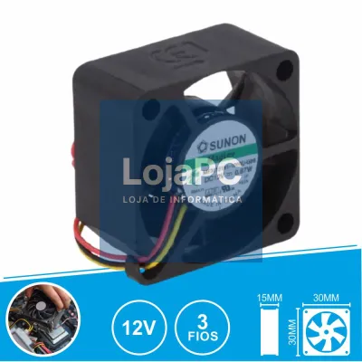 Ventoinha 12VDC 30x30x15mm 3 Fios MF30151V1-1000U-G99 SUNON