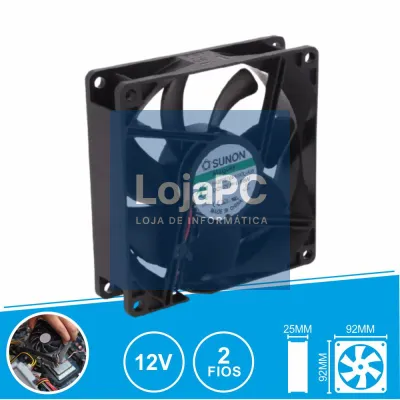 Ventoinha 12VDC 92x92x25mm 2 Fios HA92251V4-1000U-A99 SUNON