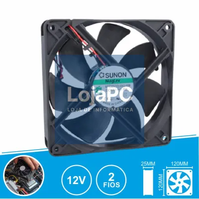 Ventoinha 12VDC 120x120x25mm 2 Fios MEC0251V3-000U-A99 SUNON