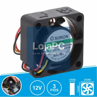 Ventoinha 12VDC 25x25x10mm 3 Fios MF25101V1-1000U-G99 SUNON
