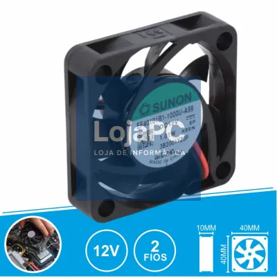 Ventoinha 12VDC 40x40x10mm 2 Fios EF40101B1-1000U-A99 SUNON