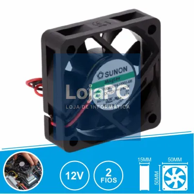 Ventoinha 12VDC 50x50x15mm 2 Fios HA50151V4-1000U-A99 SUNON