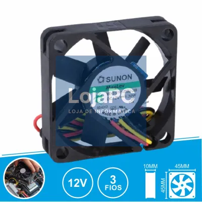Ventoinha 12VDC 45x45x10mm 3 Fios ME45101V1-000U-G99 SUNON