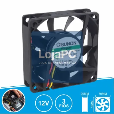 Ventoinha 12VDC 70x70x20mm 3 Fios ME70201V1-000U-G99 SUNON