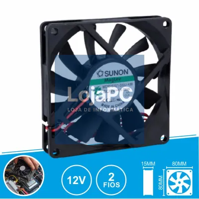 Ventoinha 12VDC 80x80x15mm 2 Fios ME80151V1-000U-A99 SUNON