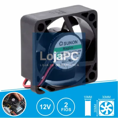 Ventoinha 12VDC 30x30x10mm 2 Fios MF30101V1-1000U-A99 SUNON