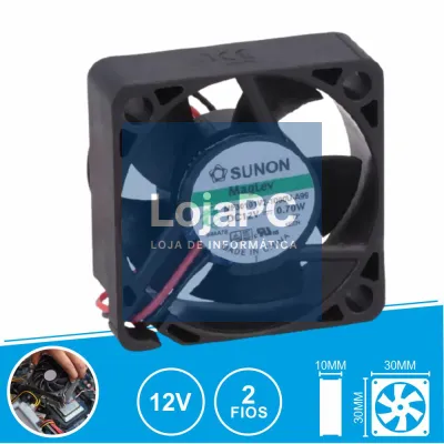 Ventoinha 12VDC 30x30x10mm 2 Fios MF30101V2-1000U-A99 SUNON