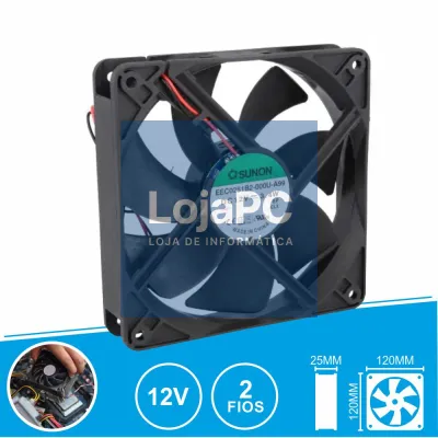 Ventoinha 12VDC 120x120x25mm 2 Fios EEC0251B2-000U-A99 SUNON