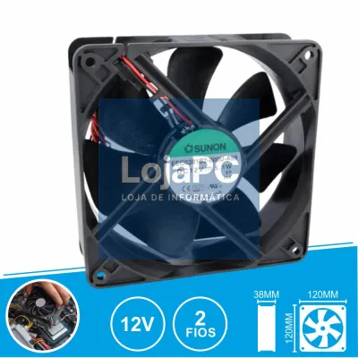 Ventoinha 12VDC 120x120x38mm 2 Fios EEC0381B2-000U-A99 SUNON