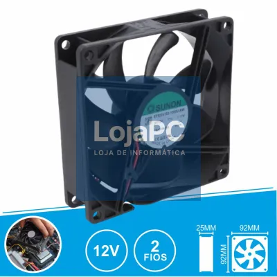 Ventoinha 12VDC 92x92x25mm 2 Fios EF92251S3-1000U-A99 SUNON
