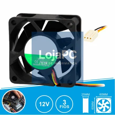 Ventoinha 12V 60x60x25mm 3 Fios