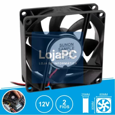 Ventoinha 12VDC 80x80x25mm 2 Fios GF80251B1-000U-AE9 SUNON