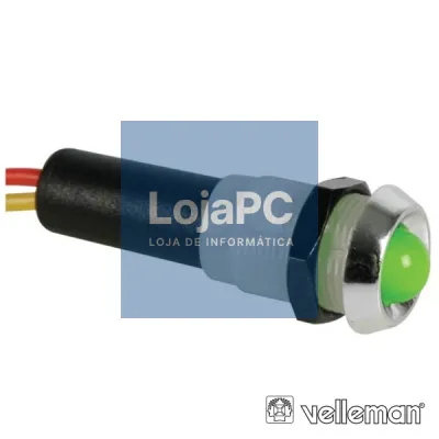 LED PILOTO 12V VERDE CAIXA ABS CROMADA VELLEMAN