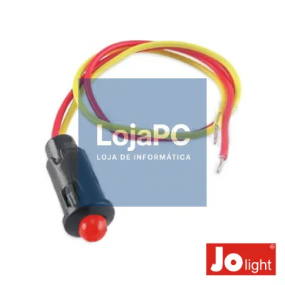LED 5MM ALTO BRILHO VERMELHO 12V DC C/19CM CABO JOLIGHT