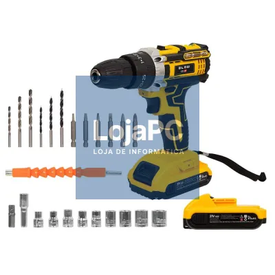 Kit Completo Berbequim Aparafusadora 21V C/ Martelo BLOW