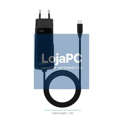 Tooq Carregador portátil GAN USB-C PD 100W Cúbico