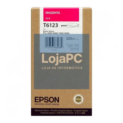 Tinteiro EPSON T6123 Magenta 220ml - Stylus Pro 7400/7450/9400/9450