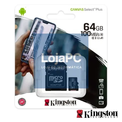 Cartão Memória Micro SDXC 64GB UHS-I Adaptador KINGSTON