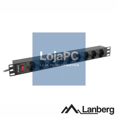 Extensão Elétrica 3G1.5 9xSchuko C/Int. 3m 19" LANBERG