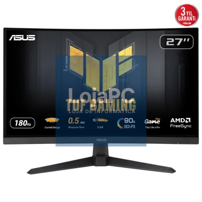 Asus TUF Gaming VG27AQ3B Gaming Monitor – 27 inch QHD (2560x1440) Curved, 180Hz, Fast IPS, ELMB Sync, 1ms (GTG), Freesync Premium, G-Sync compatible, Variable Overdrive, 125% sRGB