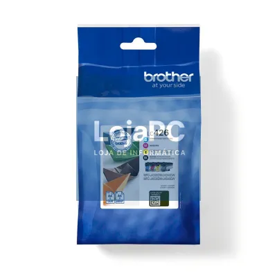Brother Pack de 4 tinteiros: 1 x preto, 1 x cião, 1 x magenta e 1 x amarelo. Duração estimada: até 3.000 págs./preto e 1.500 págs./cada cor (segundo ISO/IEC 24711)