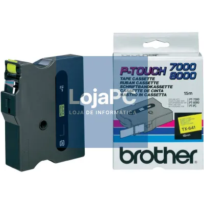 Brother Fita laminada - Texto preto sobre fundo amarelo, Largura: 18mm, Comprimento: 15m