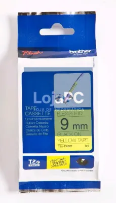 Brother Fita laminada flexível - Largura: 9mm, comprimento: 8m - Texto preto sobre fundo amarelo, para P-Touch