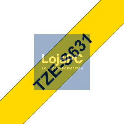 Brother Fita laminada super adesiva - Texto preto sobre fundo amarelo, Largura: 12mm, Comprimento: 8m